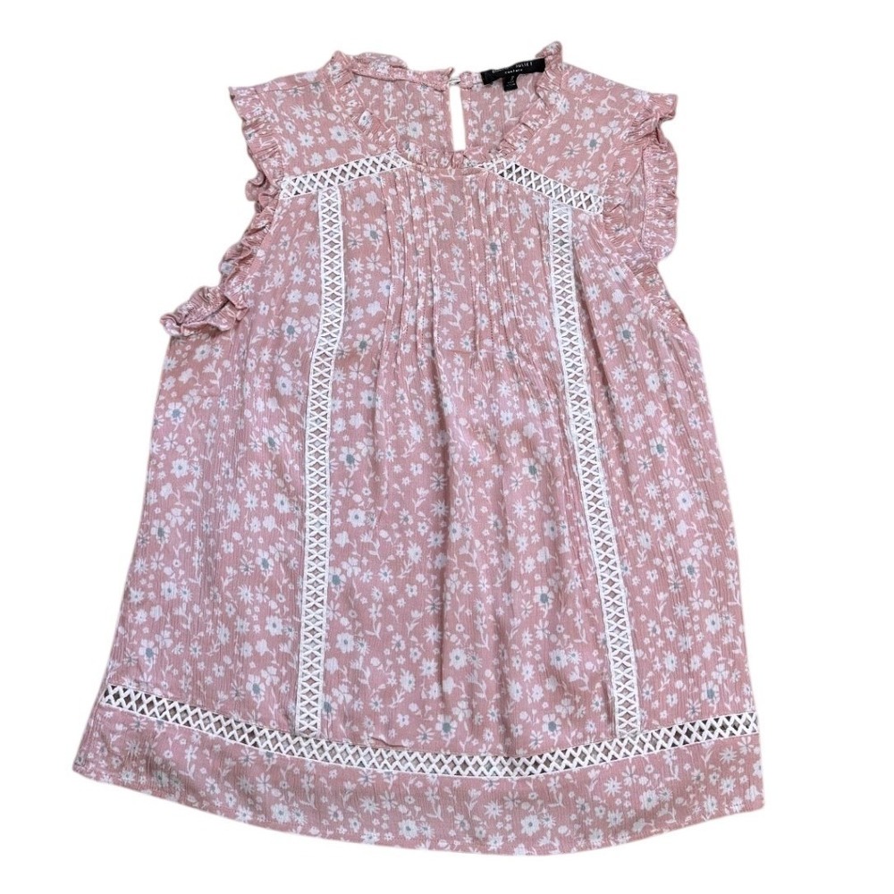 Romeo Juliet Couture Floral Lace Blouse S Pink Coquette Boho EUC